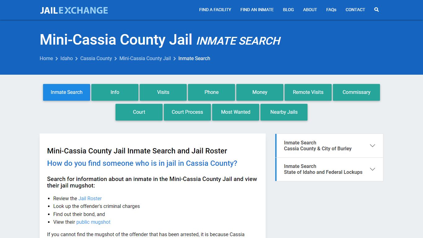 Inmate Search: Roster & Mugshots - Mini-Cassia County Jail, ID